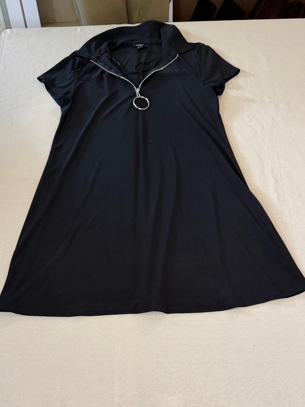 MSK Black Short Sleeve Zip Polo Dress